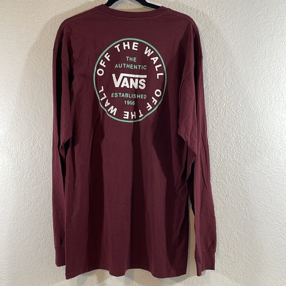 VANS Off The Wall Classic Fit Maroon Big Logo Long Sleeve T-shirt Size X-Large - Picture 4 of 6
